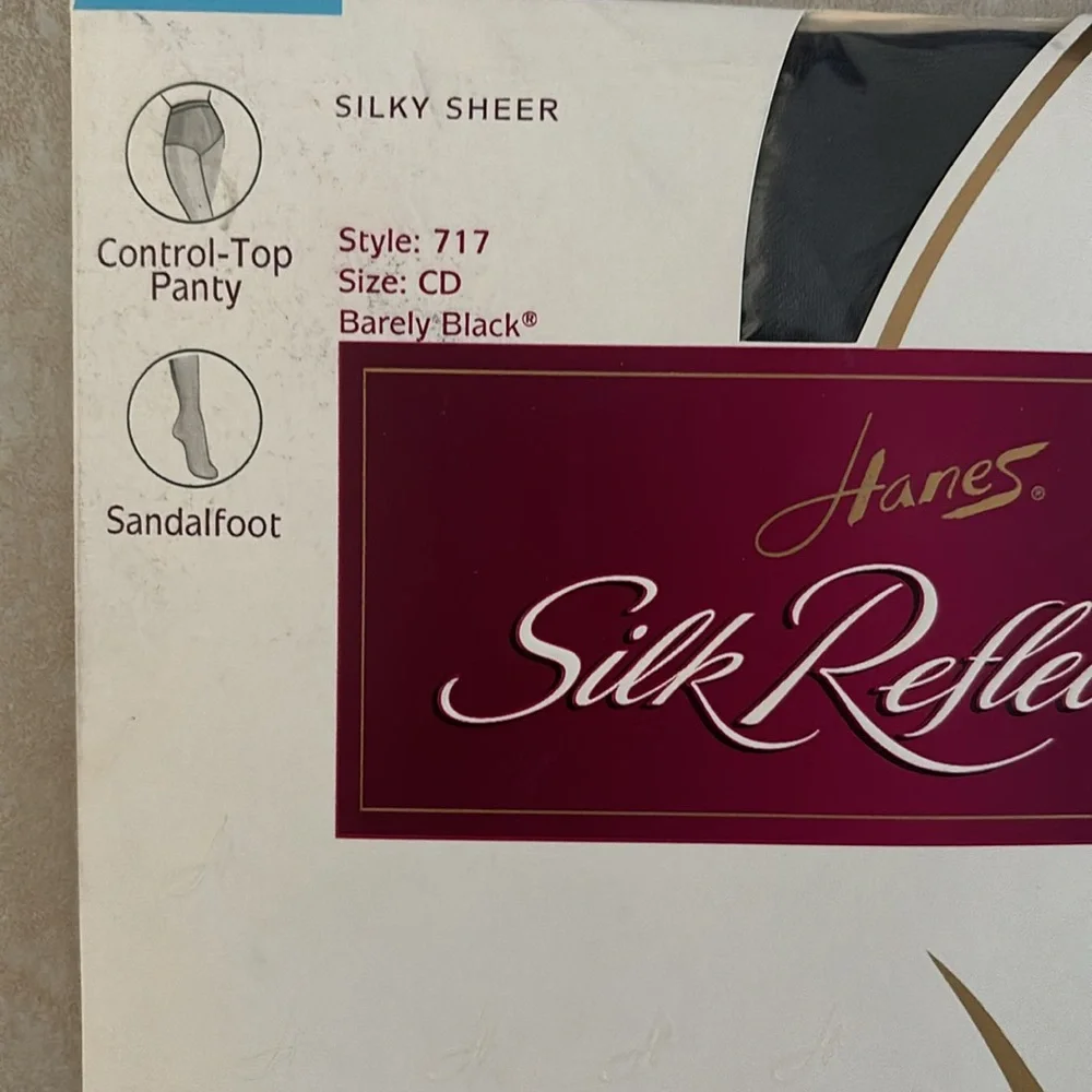 Hanes pantyhose NWT silky sheer control top in black size medium wedding formal